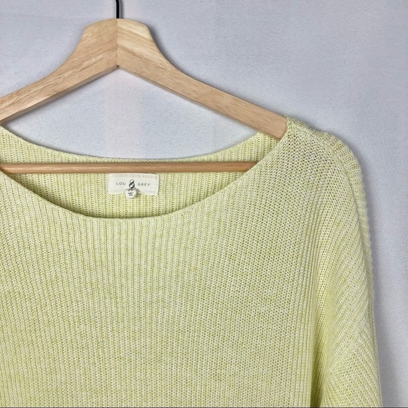 Lou & Grey Pale Yellow Round Neck Ribbed Knit Pullover Sweater M - Picture 3 of 5